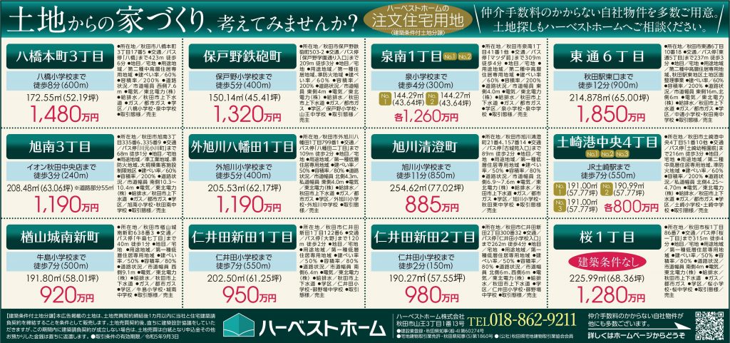 サムネイル:今週の『土地情報』秋田市内に土地がいっぱい！